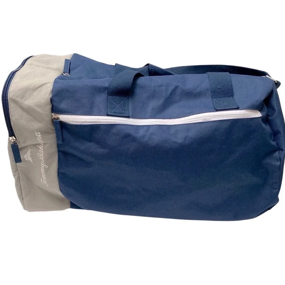 Tommy Bahama Blue/Beige Duffle Bag Travel Gym Carry On‎